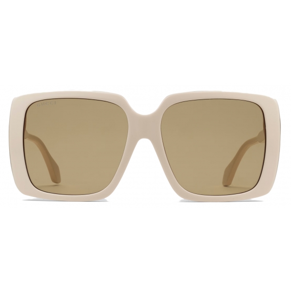 Gucci - Specialized Fit Square Frame Sunglasses - Ivory Brown - Gucci Eyewear