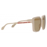 Gucci - Specialized Fit Square Frame Sunglasses - Ivory Brown - Gucci Eyewear