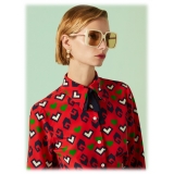 Gucci - Occhiale da Sole Quadrati con Ponte Basso - Avorio Marrone - Gucci Eyewear