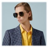 Gucci - Square Frame Sunglasses - Gold Grey - Gucci Eyewear