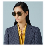 Gucci - Square Frame Sunglasses - Gold Grey - Gucci Eyewear