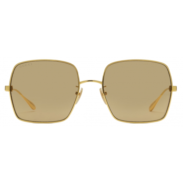 Gucci - Occhiale da Sole Squadrati - Oro Marrone - Gucci Eyewear
