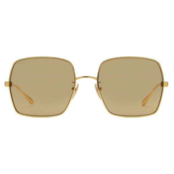 Gucci Square Frame Sunglasses Gold Brown Gucci Eyewear Avvenice