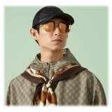 Gucci - Occhiale da Sole Squadrati - Oro Marrone - Gucci Eyewear