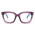 Tom Ford - Blue Block Square Opticals - Occhiali da Vista Squadrati - Vino - FT5880-B - Occhiali da Vista - Tom Ford Eyewear