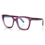 Tom Ford - Blue Block Square Opticals - Occhiali da Vista Squadrati - Vino - FT5880-B - Occhiali da Vista - Tom Ford Eyewear