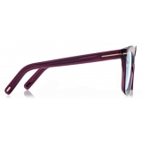 Tom Ford - Blue Block Square Opticals - Occhiali da Vista Squadrati - Vino - FT5880-B - Occhiali da Vista - Tom Ford Eyewear