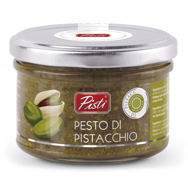 Pistì - Spreadable Pistachio Pesto - Bronte Sicily - Artisan Pesto - In Basic Glass Jar - 150 g