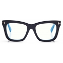 Tom Ford - Blue Block Square Opticals - Occhiali da Vista Squadrati - Nero - FT5881-B -Tom Ford Eyewear