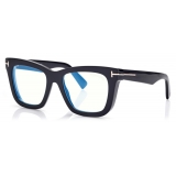 Tom Ford - Blue Block Square Opticals - Occhiali da Vista Squadrati - Nero - FT5881-B -Tom Ford Eyewear