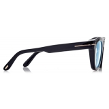 Tom Ford - Blue Block Soft Round Opticals - Occhiali da Vista Rotondi - Nero - FT5873-B -Tom Ford Eyewear