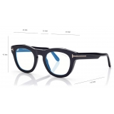 Tom Ford - Blue Block Soft Round Opticals - Occhiali da Vista Rotondi - Nero - FT5873-B -Tom Ford Eyewear