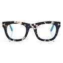 Tom Ford - Blue Block Soft Squared Opticals - Occhiali da Vista Squadrati - Nero Marrone - Tom Ford Eyewear