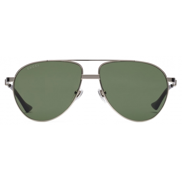 Gucci - Navigator Sunglasses - Silver Green - Gucci Eyewear