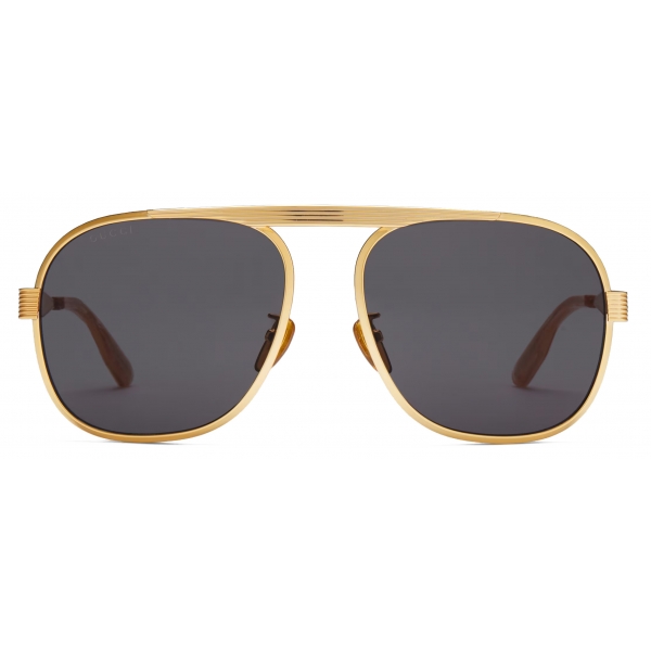 Gucci - Navigator Sunglasses - Gold Grey - Gucci Eyewear