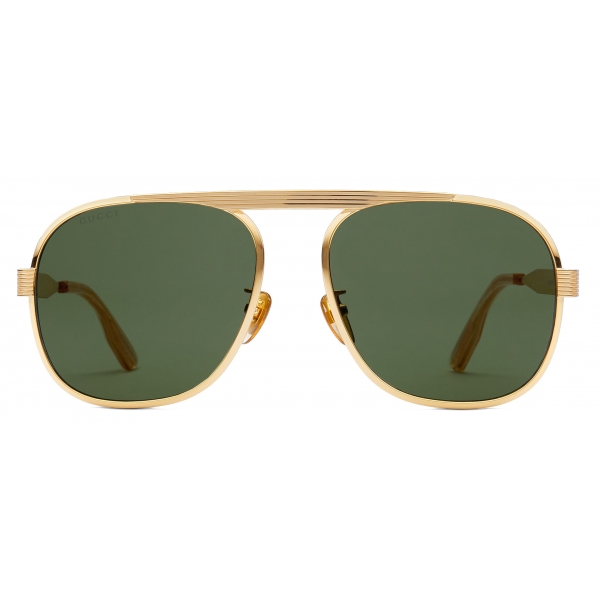 Gucci - Occhiale da Sole Navigator - Oro Verde - Gucci Eyewear