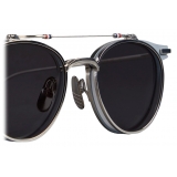 Thom Browne - Titanium Round Clip On Sunglasses - Light Blue Black - Thom Browne Eyewear