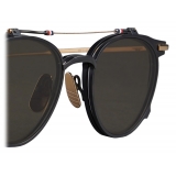 Thom Browne - Occhiali da Sole con Clip Rotonda in Titanio - Nero Opaco Oro - Thom Browne Eyewear