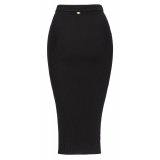 Pinko - Ribbed Longuette Skirt - Black - Skirt - Made in Italy - Luxury Exclusive Collection