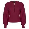 Pinko - Wool Blouse with Gold Detail - Bordeaux - Shirts - Made in Italy - Luxury Exclusive Collection