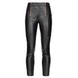 Pinko - Leather and Technical Fabric Leggins - Black - Trousers - Made in Italy - Luxury Exclusive Collection