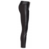 Pinko - Leather and Technical Fabric Leggins - Black - Trousers - Made in Italy - Luxury Exclusive Collection