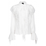 Pinko - Blusa Ricoperta di Rouches - Bianco - Camicie - Made in Italy - Luxury Exclusive Collection