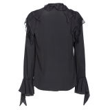 Pinko - Blusa Ricoperta di Rouches - Nero - Camicie - Made in Italy - Luxury Exclusive Collection