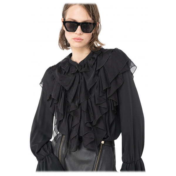 Pinko - Ruffled Blouse - Black - Shirts - Made in Italy - Luxury Exclusive Collection