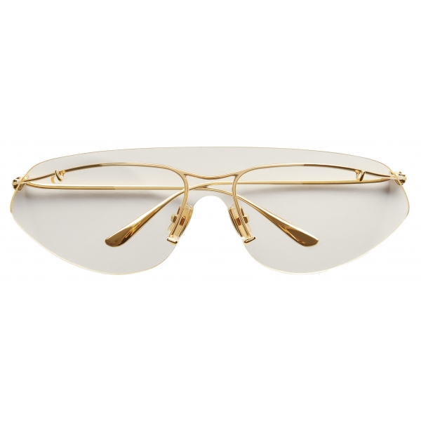Bottega Veneta - Shield Sunglasses in Metal - Gold Transparent - Sunglasses - Bottega Veneta Eyewear