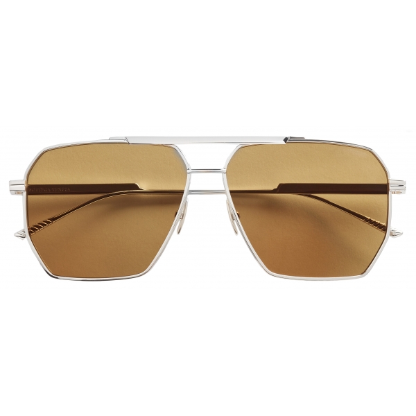 Bottega Veneta - Aviator Sunglasses in Metal - Silver Brown - Sunglasses - Bottega Veneta Eyewear
