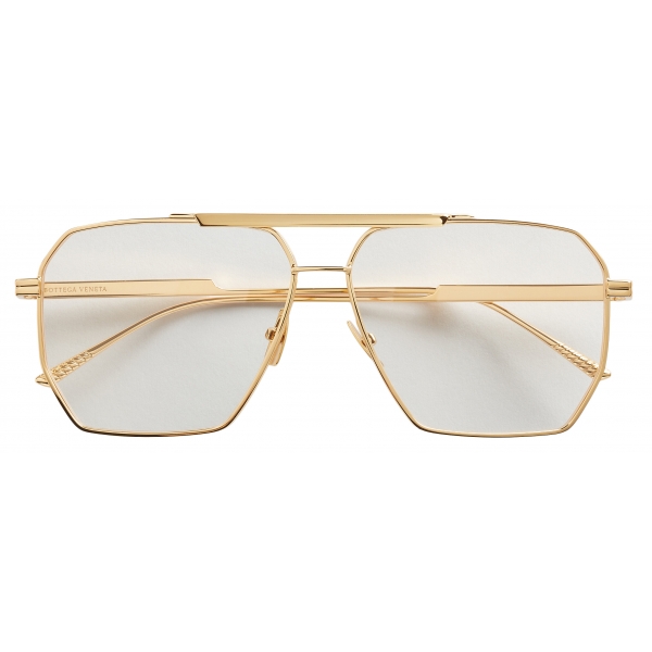 Bottega Veneta - Occhiali da Sole Aviatore in Metallo - Oro Trasparente - Occhiali da Sole - Bottega Veneta Eyewear