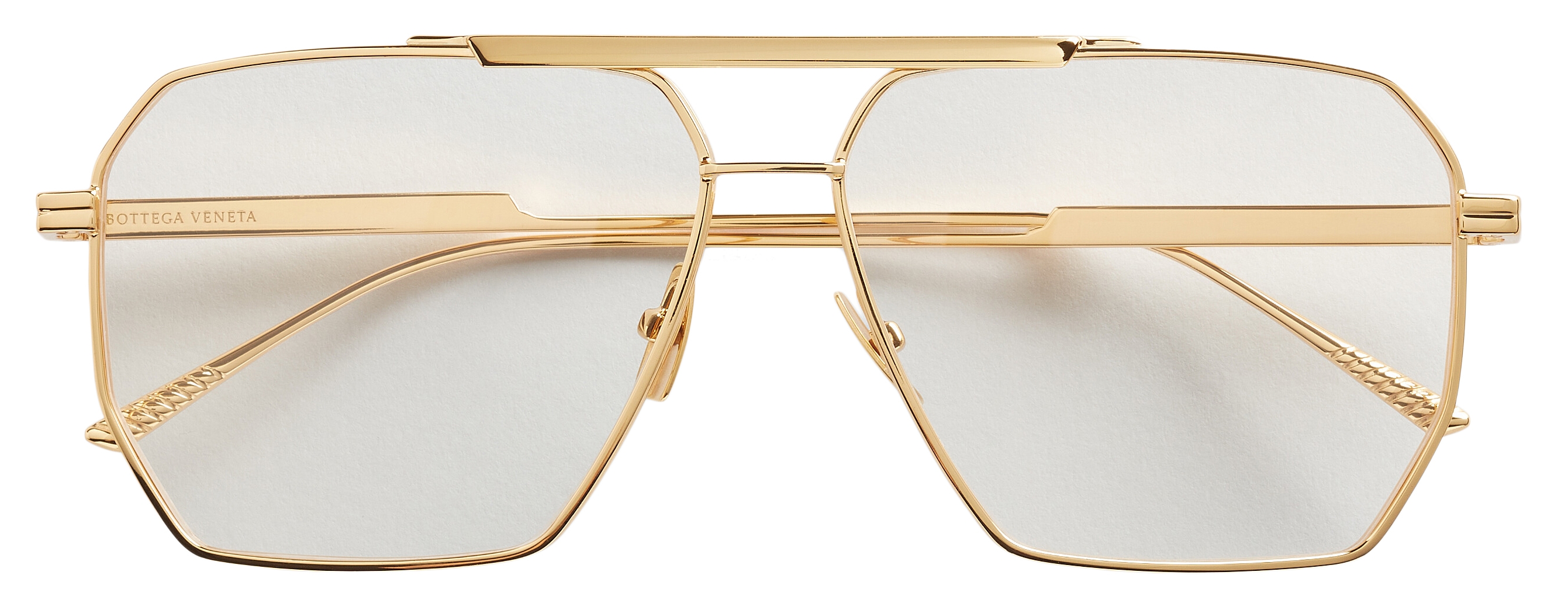 Bottega Veneta - Aviator Sunglasses in Metal - Gold Transparent