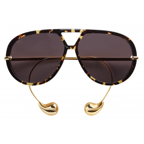 Bottega Veneta - Aviator Sunglasses in Recycled Acetate - Havana Grey - Sunglasses - Bottega Veneta Eyewear