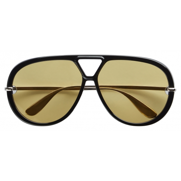 Bottega Veneta - Aviator Sunglasses in Recycled Acetate - Black Yellow - Sunglasses - Bottega Veneta Eyewear