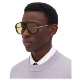 Bottega Veneta - Aviator Sunglasses in Recycled Acetate - Black Yellow - Sunglasses - Bottega Veneta Eyewear