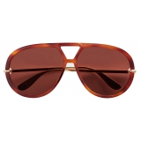 Bottega Veneta - Aviator Sunglasses in Recycled Acetate - Havana Brown - Sunglasses - Bottega Veneta Eyewear
