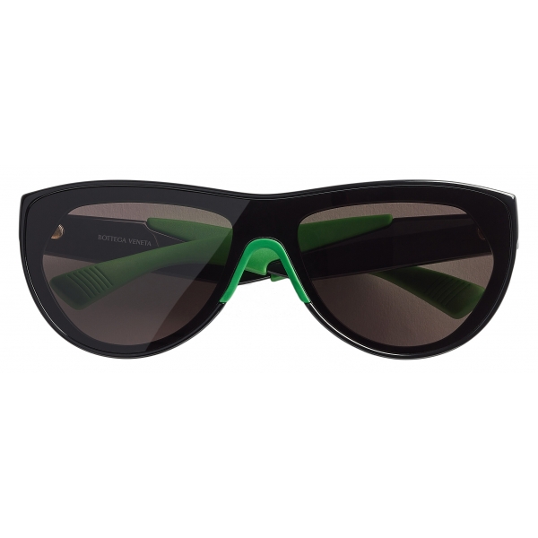 Bottega Veneta - Mitre Square Rounded Injected Acetate Sunglasses - Black Grey - Sunglasses - Bottega Veneta Eyewear