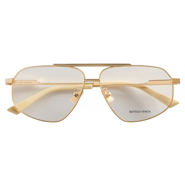 Bottega Veneta - Occhiali da Vista Aviator in Metallo - Oro Trasparente - Occhiali da Sole - Bottega Veneta Eyewear