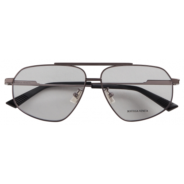 Bottega Veneta - Occhiali da Vista Aviator in Metallo - Rutenio Trasparente - Occhiali da Sole - Bottega Veneta Eyewear