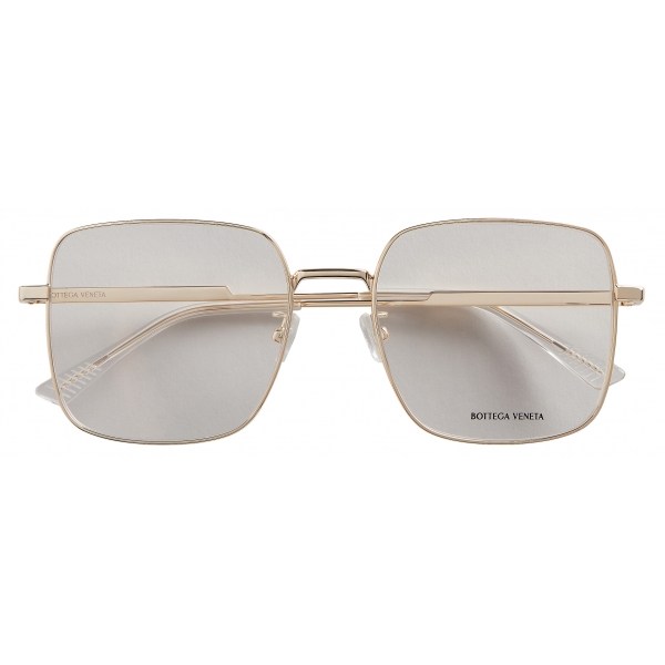 Bottega Veneta - Square Optical Glasses in Metal - Gold Transparent - Sunglasses - Bottega Veneta Eyewear