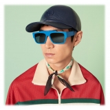 Gucci - Occhiale da Sole Rettangolari - Blu Argento - Gucci Eyewear