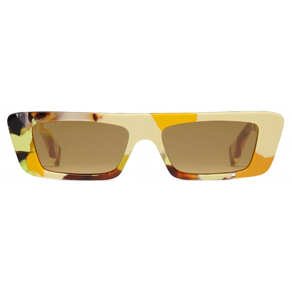 Gucci - Rectangular Sunglasses - Tortoiseshell Yellow Brown - Gucci Eyewear