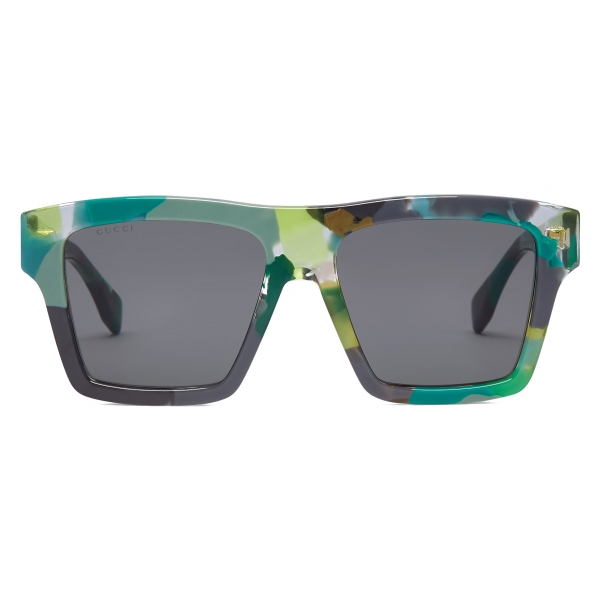 Gucci - Occhiale da Sole Quadrati - Tartaruga Verde Grigio - Gucci Eyewear