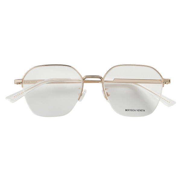 Bottega Veneta - Panthos Semi Rimless Optical Glasses in Metal - Gold Transparent - Bottega Veneta Eyewear