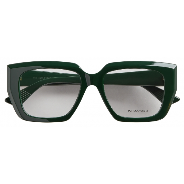 Bottega Veneta - Occhiali da Vista Quadrati in Acetato - Verde Trasparente - Bottega Veneta Eyewear