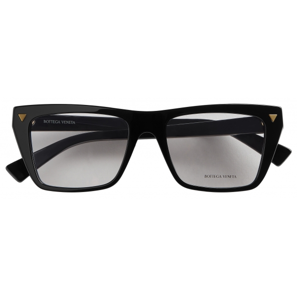 Bottega Veneta - Square Optical Glasses in Soft Recycled Acetate - Black Transparent - Bottega Veneta Eyewear
