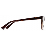 Bottega Veneta - Square Optical Glasses in Soft Recycled Acetate - Havana Transparent - Bottega Veneta Eyewear