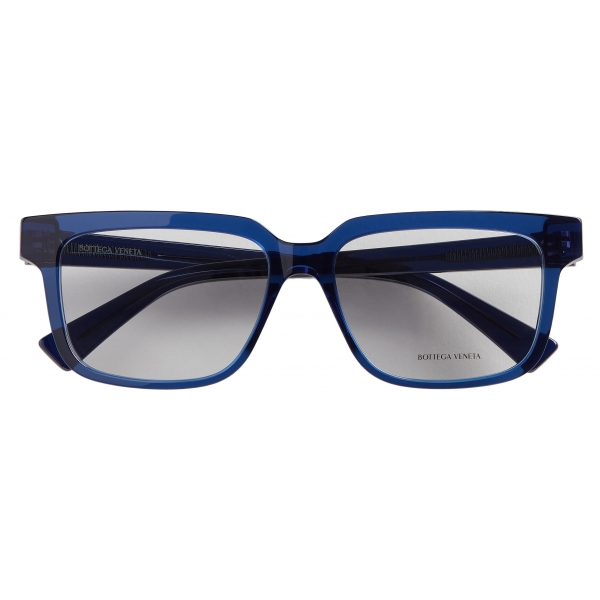 Bottega Veneta - Occhiali da Vista Quadrati in Morbido Acetato Riciclato - Blu Trasparente - Bottega Veneta Eyewear