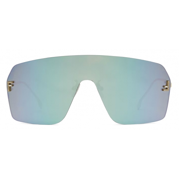 Fendi - Fendi First Crystal - Mask Sunglasses - Silver Gradient Blue - Sunglasses - Fendi Eyewear